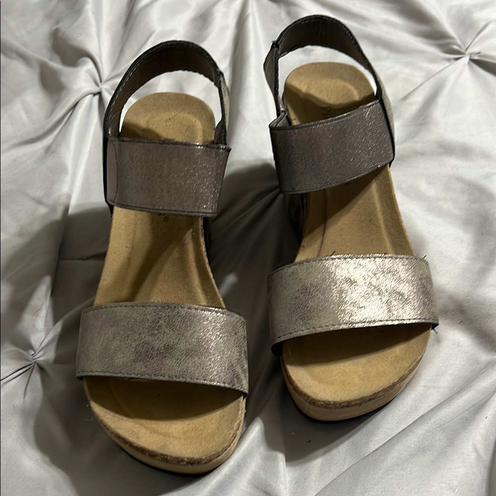 Pierre Dumas Silver Sandals with Metallic Finish
